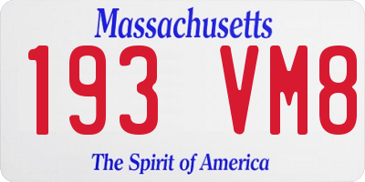 MA license plate 193VM8