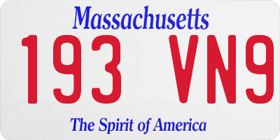 MA license plate 193VN9