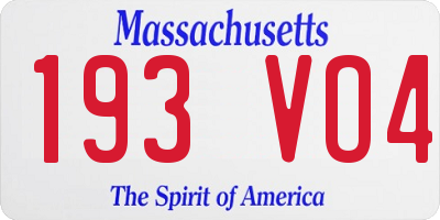 MA license plate 193VO4