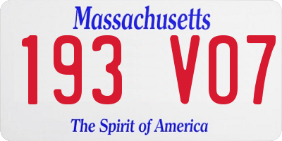 MA license plate 193VO7