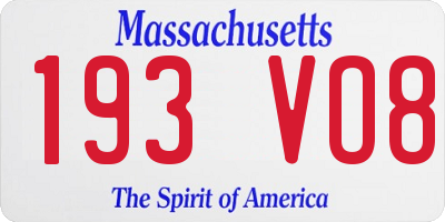 MA license plate 193VO8