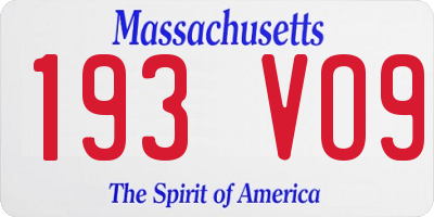 MA license plate 193VO9