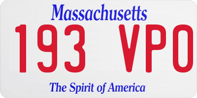 MA license plate 193VP0