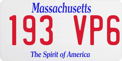 MA license plate 193VP6