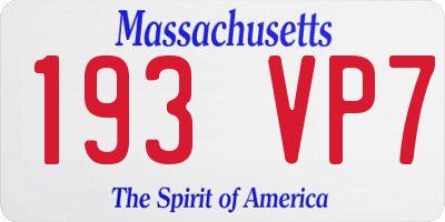 MA license plate 193VP7
