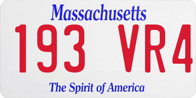 MA license plate 193VR4