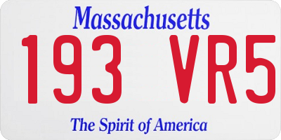 MA license plate 193VR5