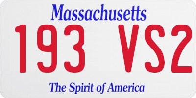 MA license plate 193VS2