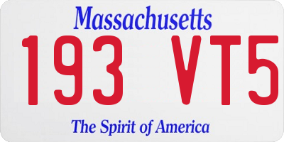 MA license plate 193VT5