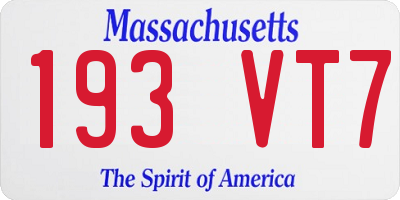 MA license plate 193VT7