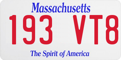 MA license plate 193VT8
