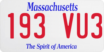 MA license plate 193VU3