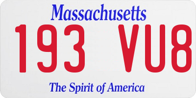 MA license plate 193VU8