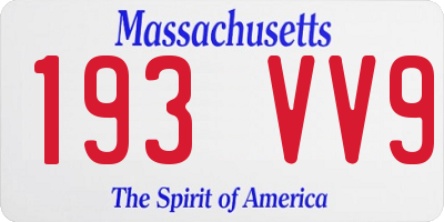 MA license plate 193VV9