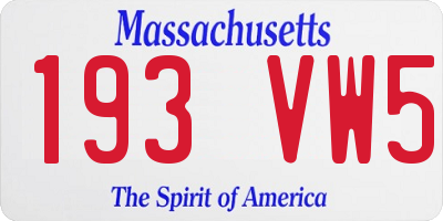 MA license plate 193VW5