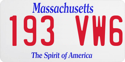 MA license plate 193VW6