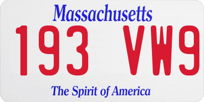 MA license plate 193VW9