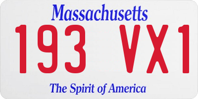 MA license plate 193VX1