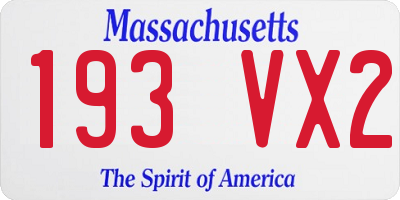 MA license plate 193VX2