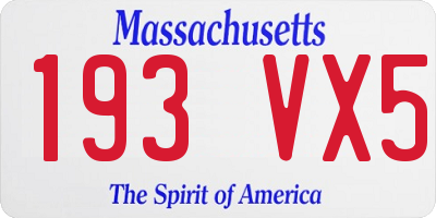 MA license plate 193VX5
