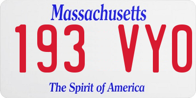 MA license plate 193VY0