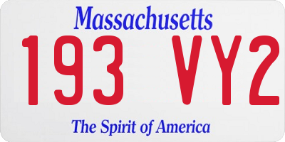 MA license plate 193VY2