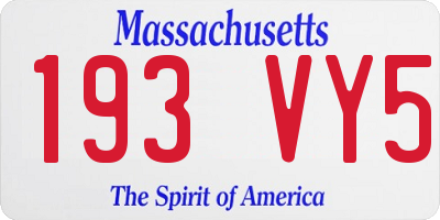 MA license plate 193VY5