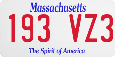 MA license plate 193VZ3