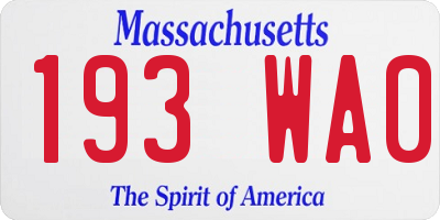 MA license plate 193WA0
