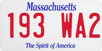 MA license plate 193WA2