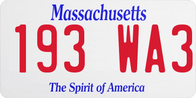 MA license plate 193WA3