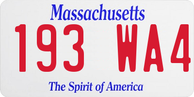 MA license plate 193WA4
