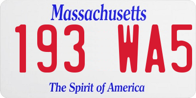 MA license plate 193WA5