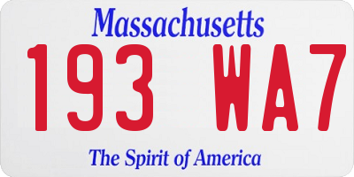 MA license plate 193WA7