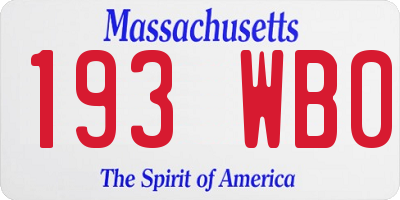 MA license plate 193WB0