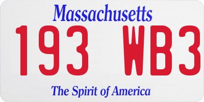 MA license plate 193WB3
