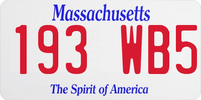 MA license plate 193WB5