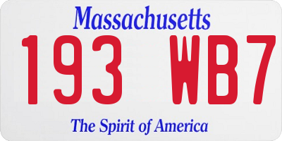 MA license plate 193WB7