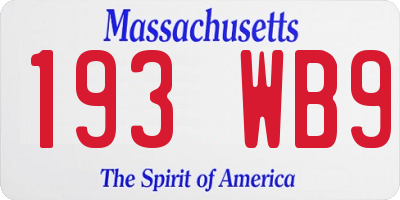 MA license plate 193WB9