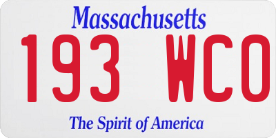 MA license plate 193WC0