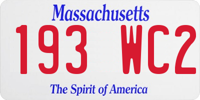 MA license plate 193WC2