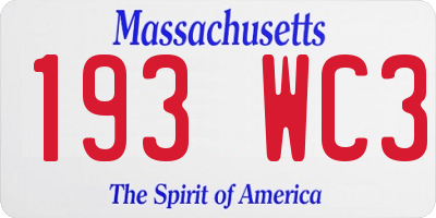 MA license plate 193WC3