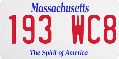 MA license plate 193WC8