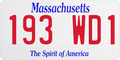 MA license plate 193WD1