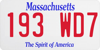MA license plate 193WD7