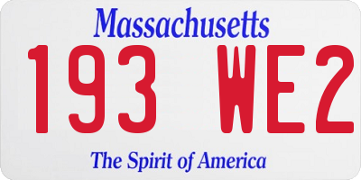 MA license plate 193WE2