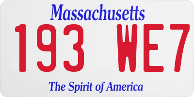 MA license plate 193WE7