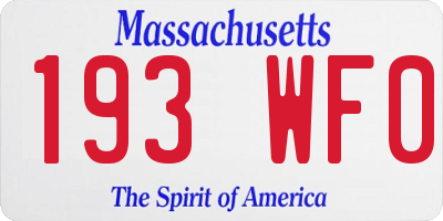 MA license plate 193WF0