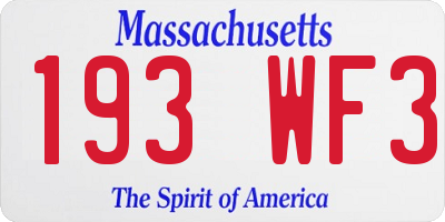 MA license plate 193WF3