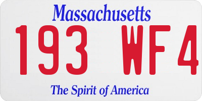 MA license plate 193WF4